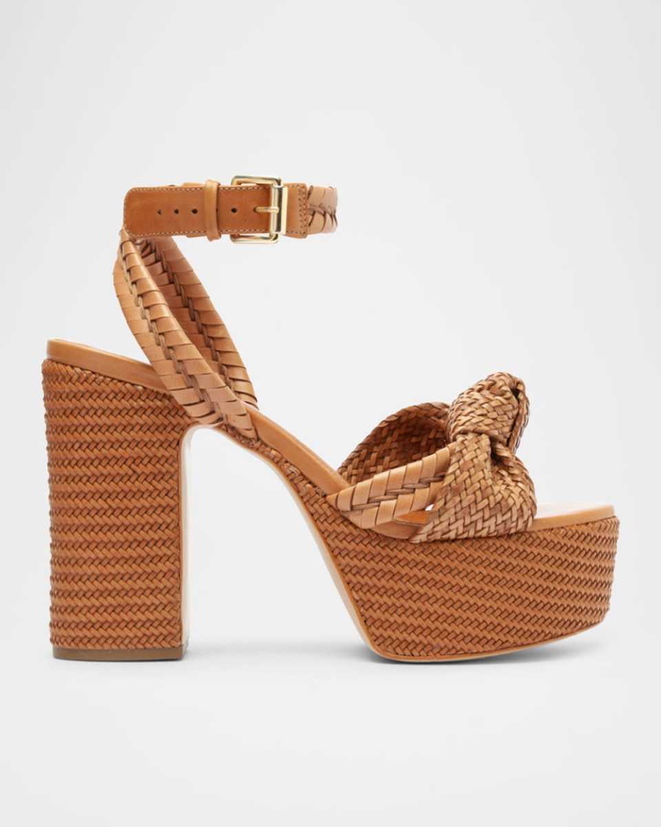 Khari Knotted Leather Ankle-Strap Platform Sandals